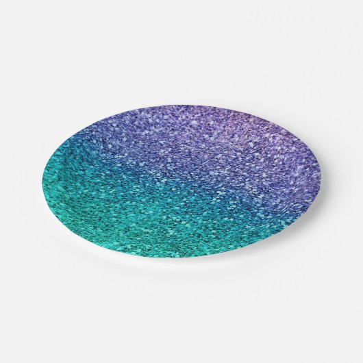 Lavender Lila & Aquamarin Aqua Green Funkelnd Part Pappteller (Schrägansicht)