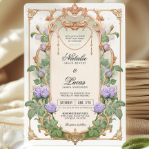 Lavender Lila Art Nouveau Floral Wedite