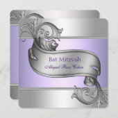 Lavender Lila Bat Mitzvah Einladung (Vorne/Hinten)
