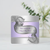 Lavender Lila Bat Mitzvah Einladung (Stehend Vorderseite)