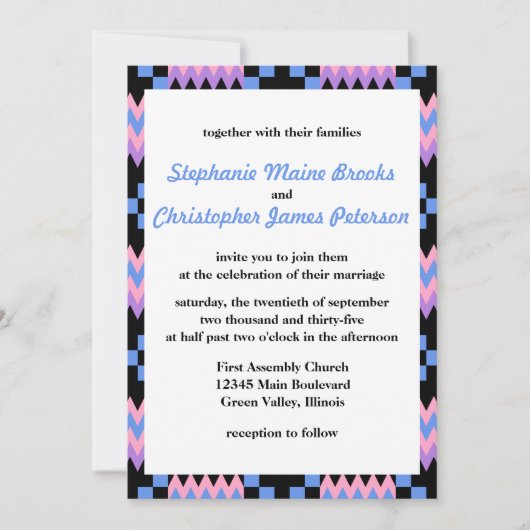 Lavender Lila, blau, rosa Kente Tuch Einladung (Vorderseite)