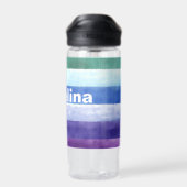 Lavender lila blaue Streifen Aquarellschule Trinkflasche (Rückseite)