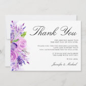 Lavender Lila Blumenhochzeit Dankeschön Karte (Vorderseite)