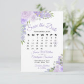 Lavender Lila Blumenkalender Save The Date (Stehend Vorderseite)