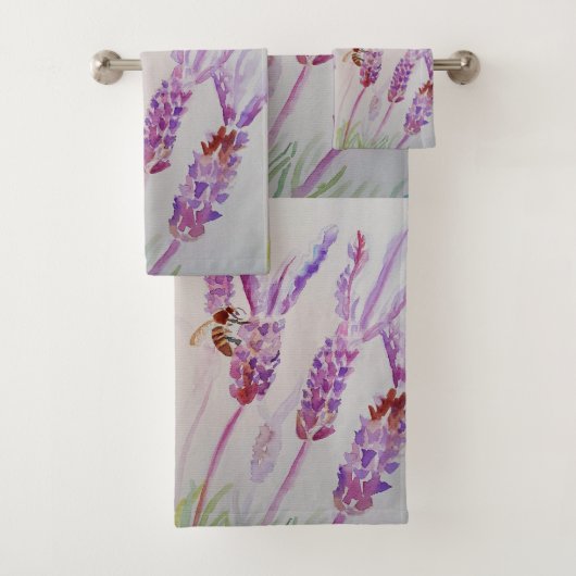 Lavender Lila Blumenkunst Keine Sorge Bienen glück Badhandtuch Set (Insitu)