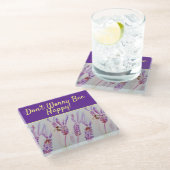 Lavender Lila Blumenkunst Keine Sorge Bienen glück Glasuntersetzer (Schrägansicht)