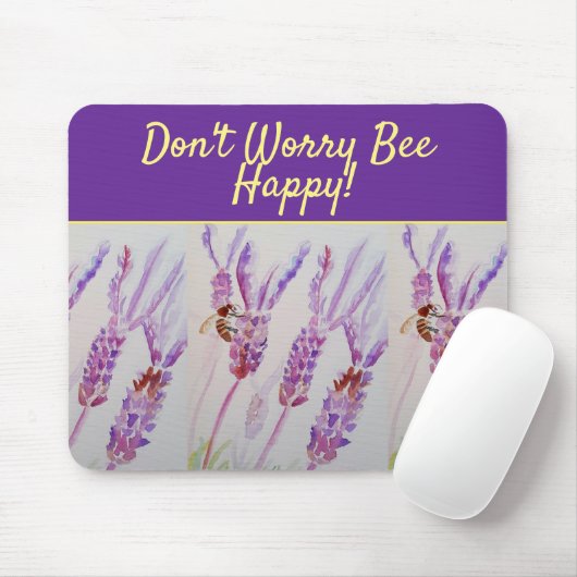Lavender Lila Blumenkunst Keine Sorge Bienen glück Mousepad (Mit Mouse)