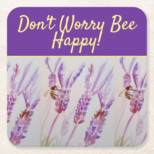 Lavender Lila Blumenkunst Keine Sorge Bienen glück Rechteckiger Pappuntersetzer (Vorderseite)
