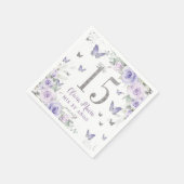 Lavender Lila Blumenschmetterlinge Quinceñera 15 Serviette (Ecke)
