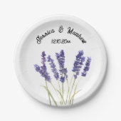 Lavender Lila Blumenstrauß Boho Wasserfarben Hochz Pappteller (Vorderseite)