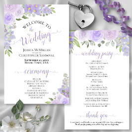 Lavender Lila Boho Floral Budget Hochzeitsprogramm