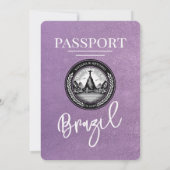 Lavender Lila Brasilien Passport Hochzeitseinladun Einladung (Rückseite)