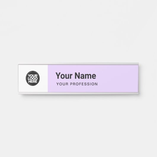 Lavender Lila Business Logo Name Profession Türschild (Vorderseite )