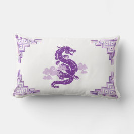 Lavender Lila Chinoiserie Dragon und Wolken Lendenkissen