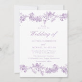 Lavender Lila Chinoiserie Elegante Hochzeit Einladung (Vorderseite)