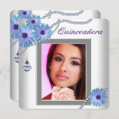 Lavender Lila Daisy Quinceanera Einladung (Vorne/Hinten)