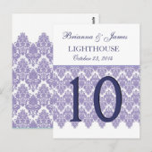Lavender Lila Damask Wedding Tischnummer Card (Vorne/Hinten)
