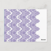 Lavender Lila Damask Wedding Tischnummer Card (Rückseite)