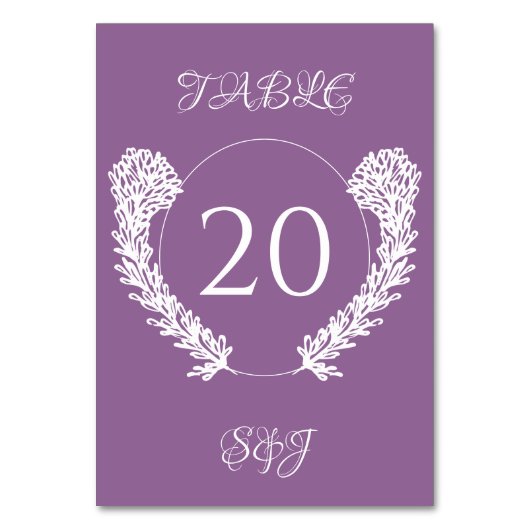 Lavender Lila Elegante Blumenhochzeit Tischnummer (Vorderseite)