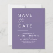 Lavender Lila Elegante Save the Date Minimalistisc (Vorderseite)