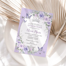 Lavender Lila Flora Schmetterlinge Quinceañera