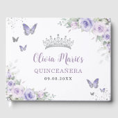 Lavender Lila Flora Schmetterlinge Quinceañera Gästebuch (Vorderseite)
