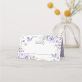 Lavender Lila Flora Schmetterlinge Quinceañera Platzkarte (Vorderseite)