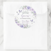 Lavender Lila Flora Schmetterlinge Quinceañera Runder Aufkleber (Tasche)