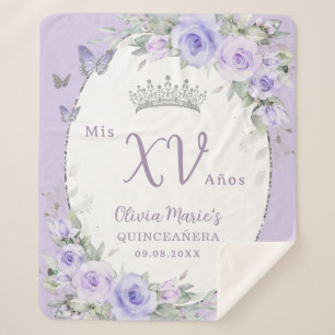 Lavender Lila Flora Schmetterlinge Quinceañera Sherpadecke