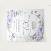 Lavender Lila Flora Schmetterlinge Quinceañera Wandteppich (Vorderseite (Horizontal))