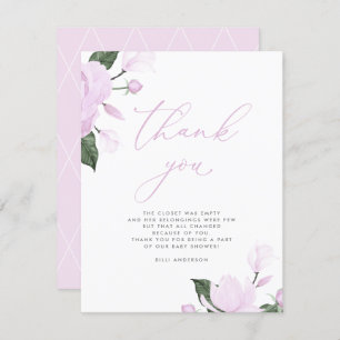 Lavender Lila Floral Baby Dusche Vielen Dank Dankeskarte