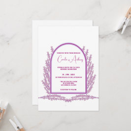 Lavender Lila Floral Boho Wedding Einladung