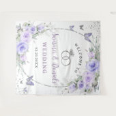 Lavender Lila Floral Butterflies Wedding Bridal Wandteppich (Vorderseite (Horizontal))