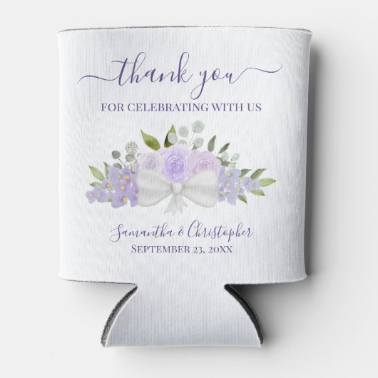 Lavender Lila Floral Elegant Hochzeit Vielen Dank Dosenkühler (Vorderseite)