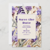 Lavender Lila Floral Elegante Hochzeit Save The Date (Vorderseite)
