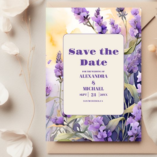 Lavender Lila Floral Elegante Hochzeit Save The Date