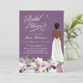 Lavender Lila Floral Elegantes Gown Brautparty Einladung (Stehend Vorderseite)