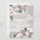 Lavender Lila Floral Elegantes Gown Brautparty Einladung (Rückseite)