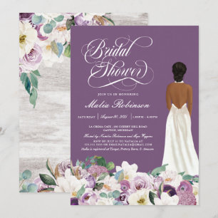 Lavender Lila Floral Elegantes Gown Brautparty Einladung