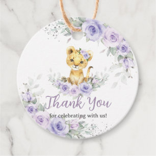 Lavender Lila Floral Lion Cub Babydusche Geschenkanhänger