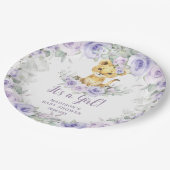 Lavender Lila Floral Lion Cub Babydusche Pappteller (Schrägansicht)