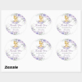 Lavender Lila Floral Lion Cub Babydusche Runder Aufkleber (Blatt)