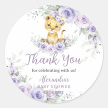 Lavender Lila Floral Lion Cub Babydusche