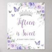 Lavender Lila Floral Quinceañera Leckerei Gefallen Poster (Vorne)