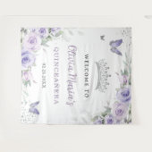 Lavender Lila Floral Quinceñera Bridal Willkommen Wandteppich (Vorderseite (Horizontal))
