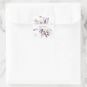 Lavender Lila Floral Vielen Dank Quadratischer Aufkleber (Tasche)