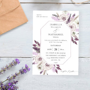Lavender Lila Floral Wedding Einladung