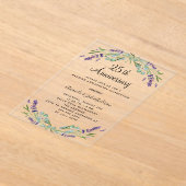 Lavender lila Florale 25. Hochzeitstag Acryleinladungen (Ablage )