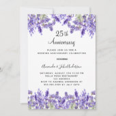Lavender lila Florale 25. Hochzeitstag Einladung (Vorderseite)