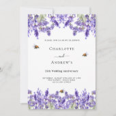 Lavender lila Florale 25. Hochzeitstag Einladung (Vorderseite)